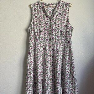 Croft & Barrow Sleeveless Button Front Mini Dress Cottagecore Boho Prairie